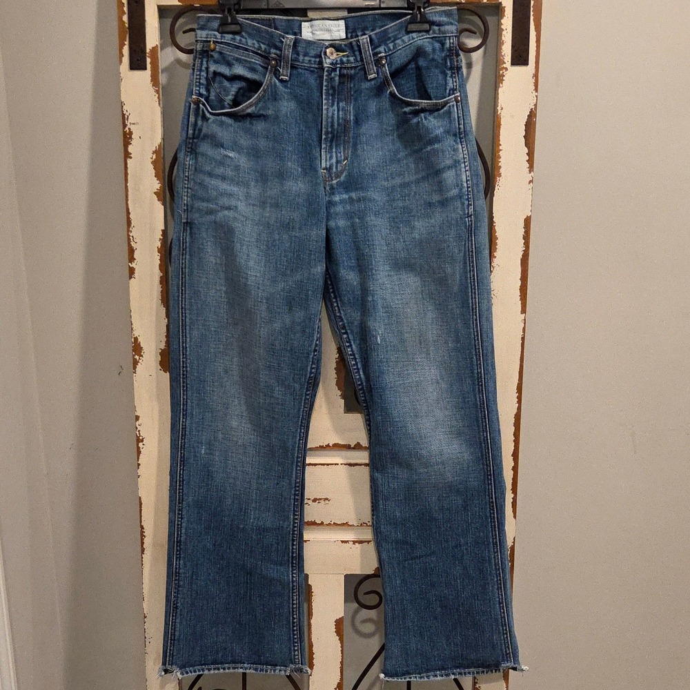 Vintage Y2K American Eagle Bootcut Med Wash Jeans 28x30 Mens Split Hem Blue